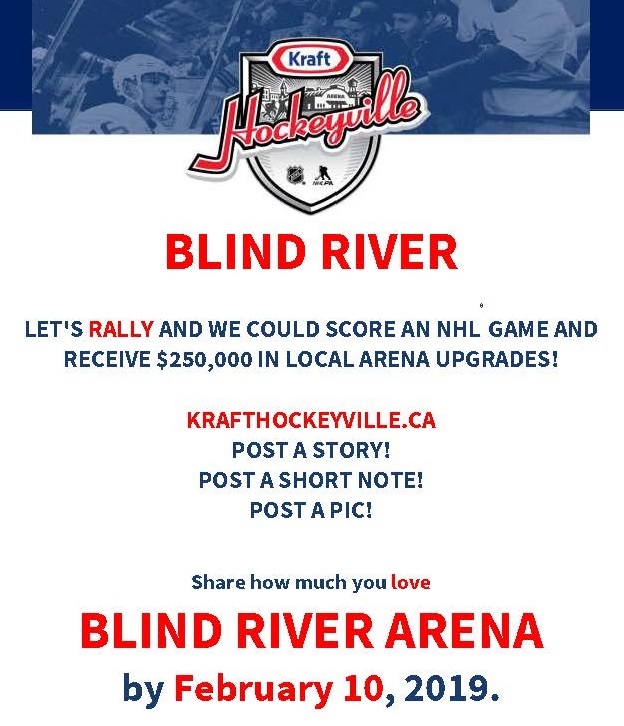 Blind River nominated in Kraft Hockeyville contest