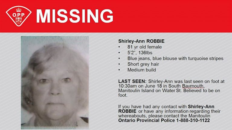 UPDATE: MANITOULIN WOMAN FOUND