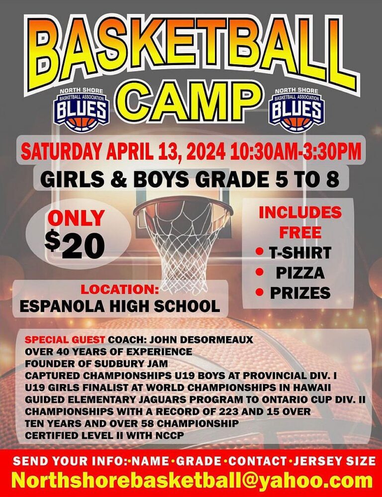 Basketball camp for kids in Espanola this Saturday