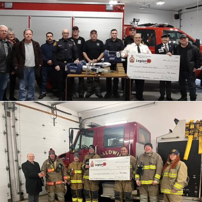 Royal Canadian Legion donates to local firefighting departments