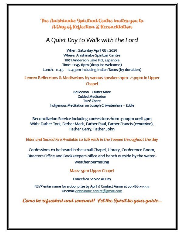 Anishinaabe Spiritual Centre revitalization with Lenten gathering