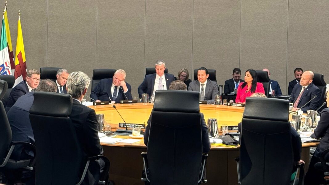 Canada's premiers meet with Prime Minister Mark Carney in Saskatoon Monday, June 3, 2025. Photo via Niki Sharma ‪@nikisharma.bsky.social‬